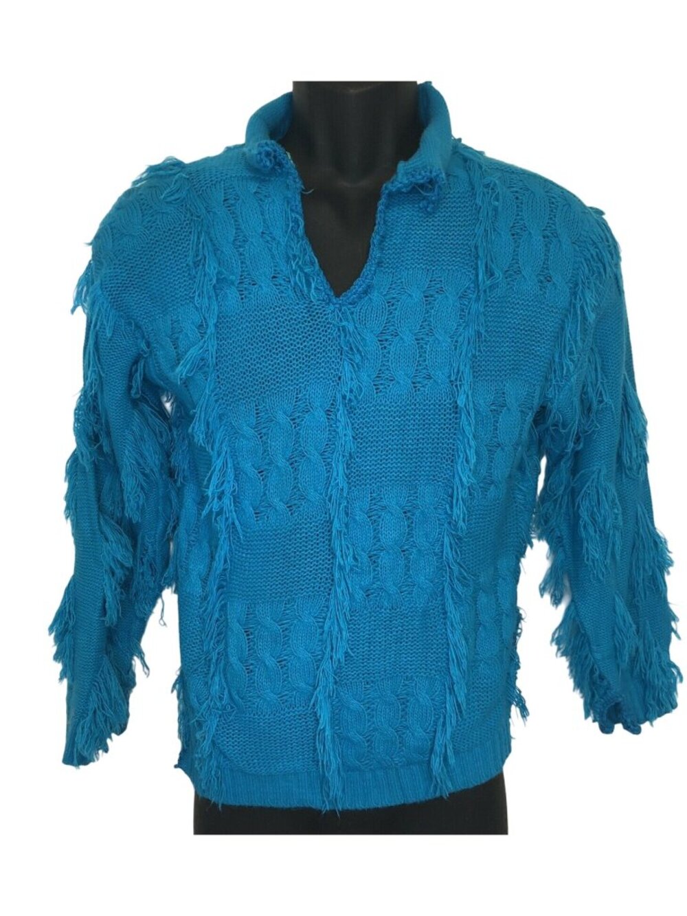 Merremont Knitwear Blue Shaggy Long Sleeve Collar Sweater Women’s Size S